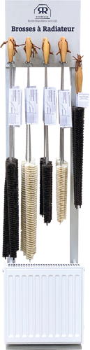 Socle de présentation avec brosses à radiateur