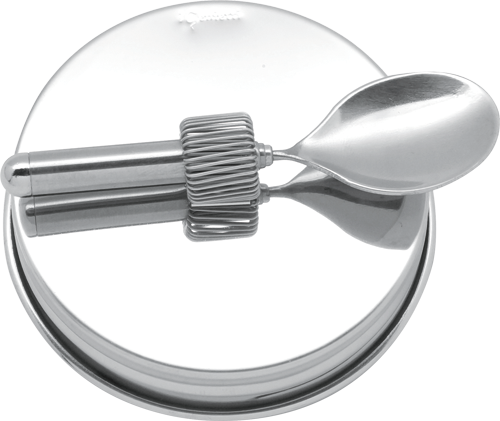 Lid with telescopic spoon